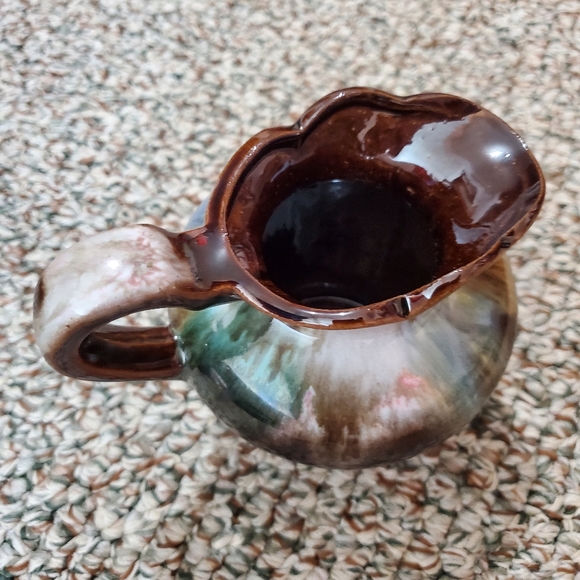 VTG Kenmar Japan Small Brown Drip Shiny Glaze Decorative Pitcher Art Pot… - Picture 6 of 8